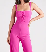Laced Up Chic Style Sleeveless Jumpsuit