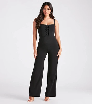 Laced Up Chic Style Sleeveless Jumpsuit