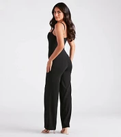 Laced Up Chic Style Sleeveless Jumpsuit