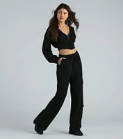 Operation Cute Wide-Leg Cargo Sweatpants