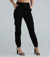 Look Again Ponte High-Rise Cargo Joggers