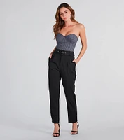 Classic Style High-Rise Crepe Trouser Pants