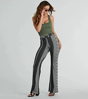 Breezy Vibes Boho Print Knit Flare Pants
