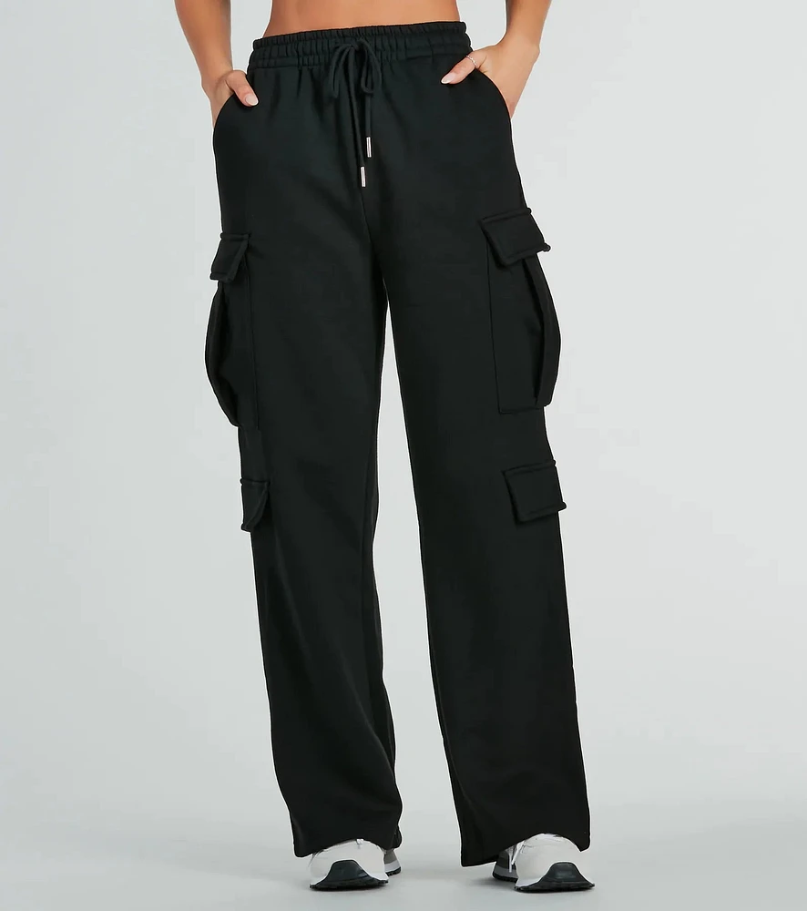 Kicking Back Cargo Wide-Leg Sweatpants
