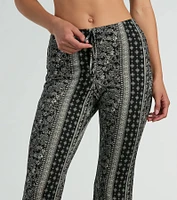 To The Sky Boho V-Waist Tie Flare Pants