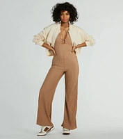 Sunny Energy Halter Cut Out Wide Leg Jumpsuit