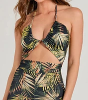 Tropical Cutie Halter Cutout Wide-Leg Jumpsuit