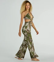 Paradise Awaits Cutout Tropical Knit Jumpsuit