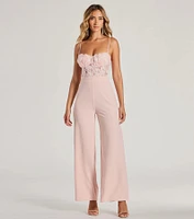 Bare Necessities Floral Applique Corset Jumpsuit