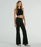 All Laced-Up Flare Faux Suede Pants