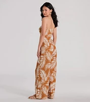 Prep For Paradise Strapless Tropical Jumpsuit