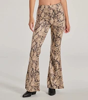 Slither Style High Rise Snake Print Flare Pants