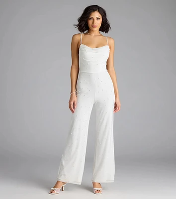 Elevate Your Vibe Wide-Leg Faux Pearl Jumpsuit