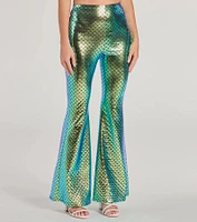 Mystical Mermaid Foiled Flare Pants