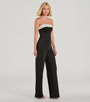 Thinking Out Loud Strapless Wide-Leg Jumpsuit