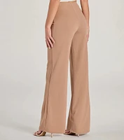 Stylish Impression High Rise Straight Leg Trouser Pants