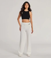 With Confidence High-Rise Straight-Leg Crepe Pants