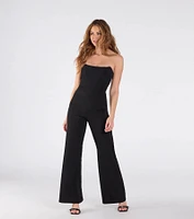 Sultry Babe Strapless Corset Wide-Leg Jumpsuit