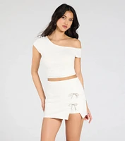 Exceptionally Precious Rhinestone Bow Ponte Skort