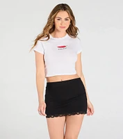Hint Of Romance Lace Trim Mini Skort