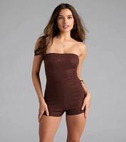 Center Of Attention Strapless Rhinestone Romper