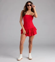 Girly Fave Ruffled Eyelet Knit Romper