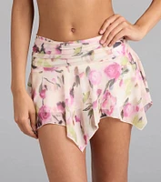 Flirty Flutter Floral Hanky Hem Skort