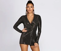 Plunge Into Glam Sequin Romper