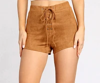 Faux Suede Lace Up Shorts