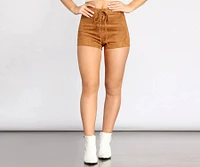 Faux Suede Lace Up Shorts
