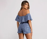 Pop of Floral Off the Shoulder Romper