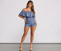 Pop of Floral Off the Shoulder Romper