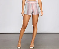 Trendy Pleated And Striped Shorts