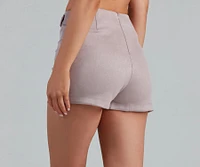 Running Late Side Snap Faux Suede Skort