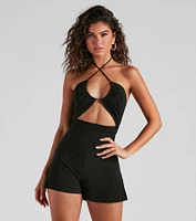 Playful Twist Halter Knit Romper