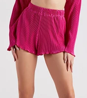 Just A Crush Satin Pleated Top And Shorts Set
