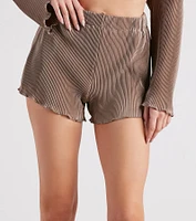 Just A Crush Satin Pleated Top And Shorts Set