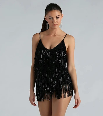 Spark Up The Glamour Sequin Fringe Romper