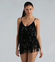 Spark Up The Glamour Sequin Fringe Romper