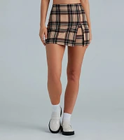 Class Session Plaid High Slit Mini Skort