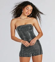 Popstar Diva Strapless Rhinestone Romper
