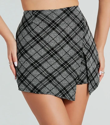 Preppy Plaid Babe High Rise Slit Skort
