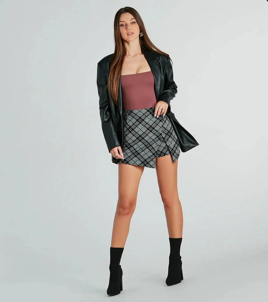 Preppy Plaid Babe High Rise Slit Skort