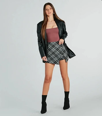 Preppy Plaid Babe High Rise Slit Skort