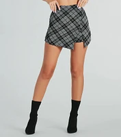 Preppy Plaid Babe High Rise Slit Skort