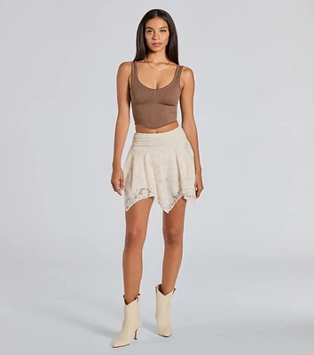 Sweetest Vibe Hanky Hem Lace Mini Skort