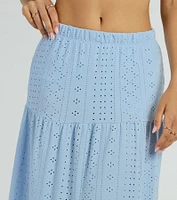 Spring Breeze Ruffled Eyelet Maxi Skirt