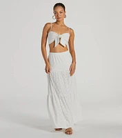 Vibe Of Summer High Rise Eyelet Maxi Skirt