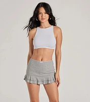 Sweet Existence High-Rise Bow Mini Ruffle Skort