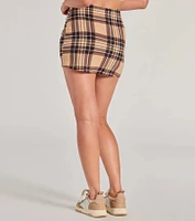 Adorable Pose High-Rise Plaid Mini Skort